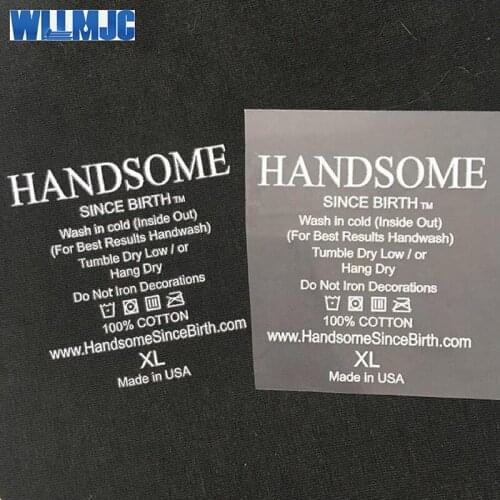 Custom printed soft waterproof garment clothing swimwear transparent clear wash care labels