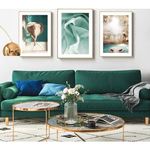 Nordic Style Natural Scenery Rock Swimming Pool Woman Photo Canvas Painting Wall Picture Printing Poster Living Room Decoration