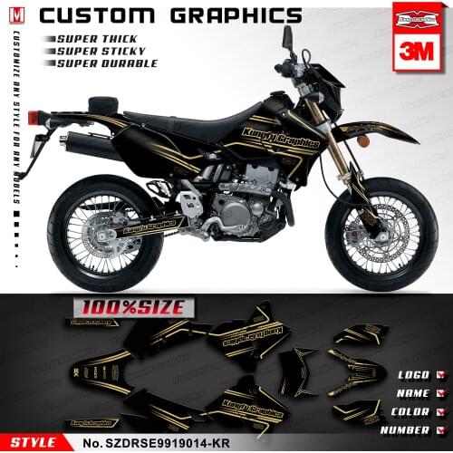 KUNGFU GRAPHICS Off-road Motorcycle Decals Custom Stickers for DRZ400SM DRZ 400 Enduro 1999 to 2019 KLX 400R 2002 2003 2004