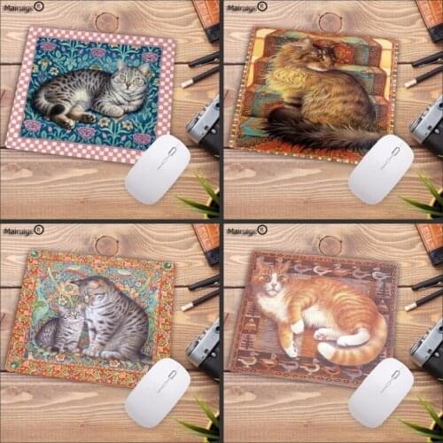 Mairuige Cute Cat on Persian Carpet Animal Gaming Keyboard Mice Mat Computer Mousepad for Dota 2 LOL Gamer Size 18x22cm 20x25cm