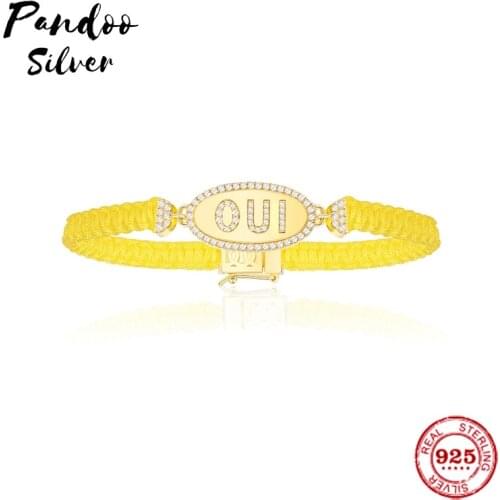 Fashion Charm Sterling Silver Copy 1:1 Copy,Yellow Silver Oui Black Macrame Bracelet Women 2021 Luxury Jewelry Gift