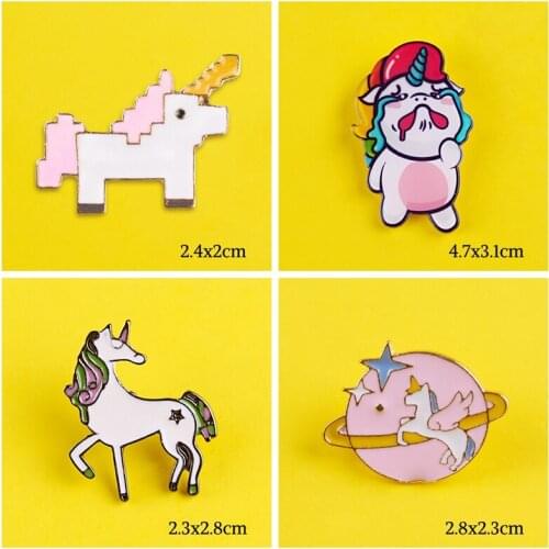 Cartoon Unicorn Pins Badges On Backpack Jeans Shirt Cute DIY Pins Kawaii Animal Brooches Jewelry Gift For Friend Children Decor