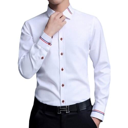 2021 Spring Autumn White Long-Sleeve Dress Shirts Men Fashion Business Casual Oxford Camisa Masculina Slim Fit Casual Shirt