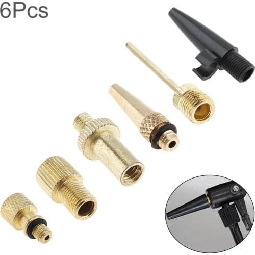 6pcs/set Copper + Kirsite + Plastic Pump Adaptor Kit Valve Connector Football Airbed for Bicycle Tyres Most Inflatable Ball