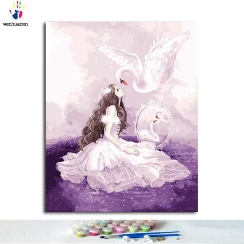 Digital Oil Painting Art Oil Painting Digital Diy Snow Swan Kiss Hand-filled Decorative Painting Oil Painting