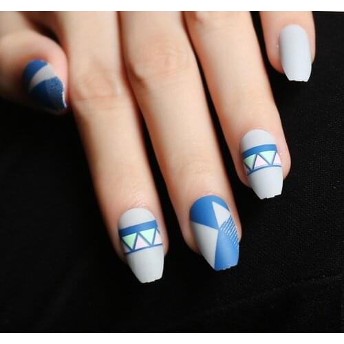 Full paste full sets gray coffin fake nails Light color Khaki Multicolor mashup Brown matte Leopard print Cream Fame style