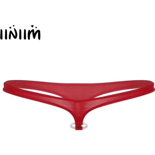 Mens Lingerie Sexy Gay Panties T-Back Stretchy Bikini Open Crotch String Homme Thongs Male Sissy Underwear with O-ring Gay Penis