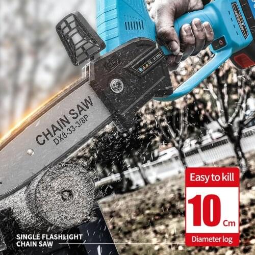 SWANSOFT Rechargeable Electric Saw Chainsaw with 2 Battery 400W Brushless Motor One-Handed Wood Cutter For Makita Battery