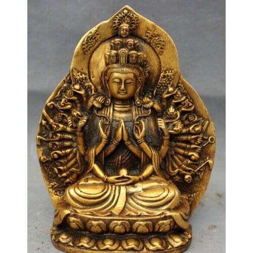 Song voge gem S2596 Chinese Bronze Gilt 1000-Arm Avalokiteshvara Buddha Statue Folk Kwan-yin Goddess