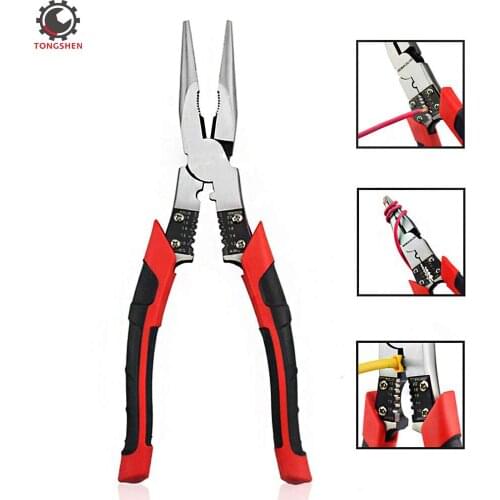Long Nose Pliers Industrial Multi-Tool Pliers with Wire Stripper Crimper Cutter Function Heavy Duty Pliers Combination Pliers