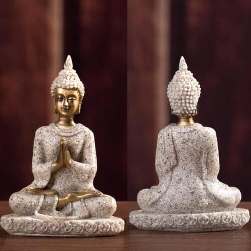Nature Sandstone Buddha Statue Sculptures Handmade Figurines Miniatures Decoration Crafts Buddha Fengshui Figurine Home Decor