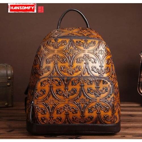 Luxury Brand New Retro Leisure Women Shoulder Bag Men Women Leisure Backpack Genuine Leather Backpacks Wipe Color Backpack Solid