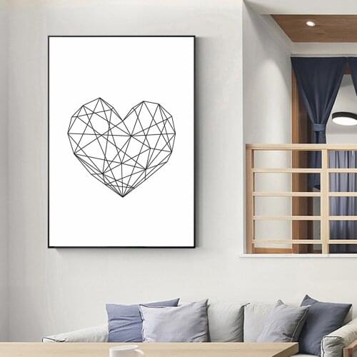 Nordic Geometric Heart Diamond Luxury Simple line Posters Prints Canvas Painting Wall Art Pictures for Living Room Home Decor