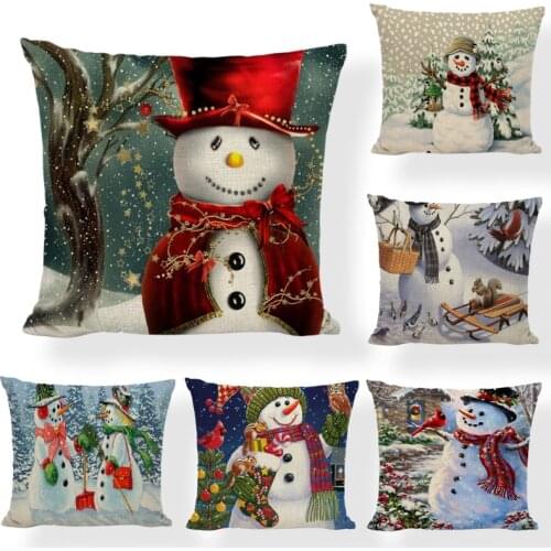 Santa Elk Christmas New Year Gifts Tree Home Decor Red Cushion Cover 45*45cm Pillow Covers Sofa Cushions Pillow Cases