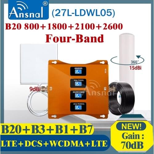 Amplifier 4G LTE B20 800 1800 2100 2600Mhz Four-Band Cellphone Cellular Repeater GSM 2G 3G 4G Network Signal Booster LTE DCS GSM
