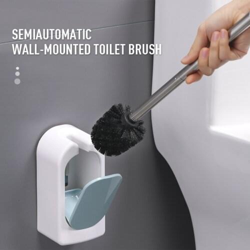 High Quality Bathroom Wall-mounted Toilet Brush Set Stainless Steel Long Handle ABS Soft Hair Head Home Bathroom Cleaning Tools