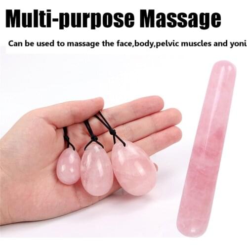 Natural Rose Quartz Jade Eggs Drilled Yoni Egg Feminine Hygiene for Women Kegel Exerciser Vaginal Tightening Muscle Lover Gifts