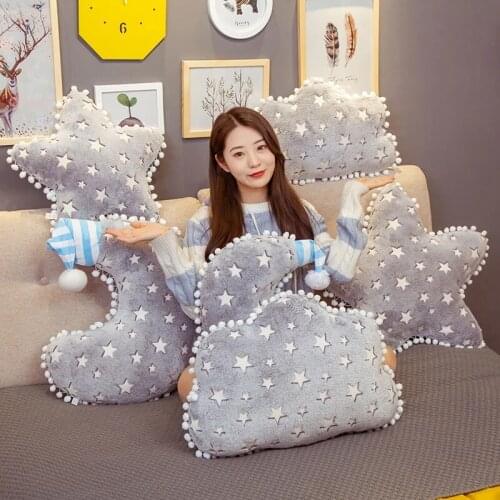 Funny Plush Sky Series Luminous Cloud Moon Star Pillow Soft Cushion Kawaii Stuffed Toys For Children Baby Kids Toy Girl Gift