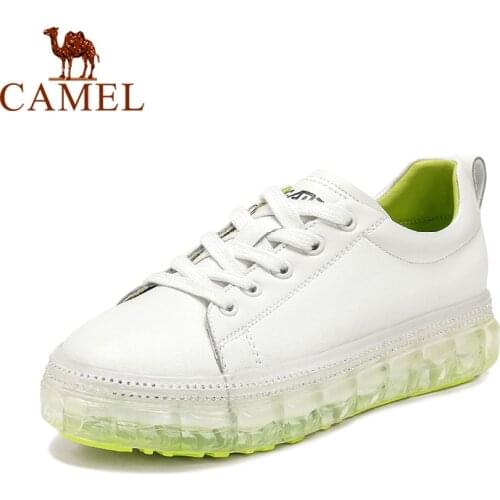 CAMEL Women Shoes Spring New Fashion White Shoes Womens Sneakers Female Casual Sports Shoes Leather Skateboarding Shoes