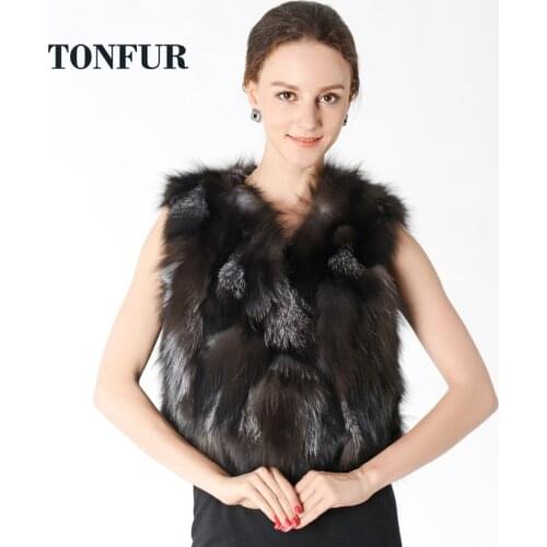 New Arrival 100% Real Fox Fur Vest Female Fashion Nature Fox Fur Gilet Women Wholesale Drop shipping Order DNT35