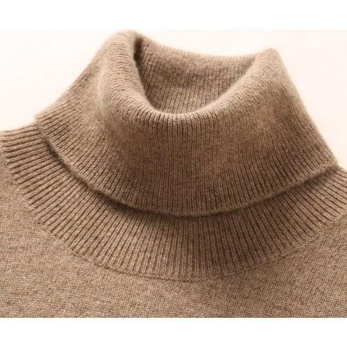 100% Pure Cashmere High-End Women Turtleneck Casual Long Sweater Dress Female Spring Autumn Soft knitted Girl Clothes 5Colors