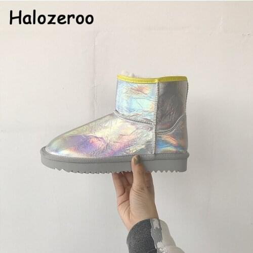 Winter Kids Snow Boots Baby Girls Waterproof Ankle Boots Children Silver Brand Shoes Toddler Patent Leather Shoes Boys Shoes New