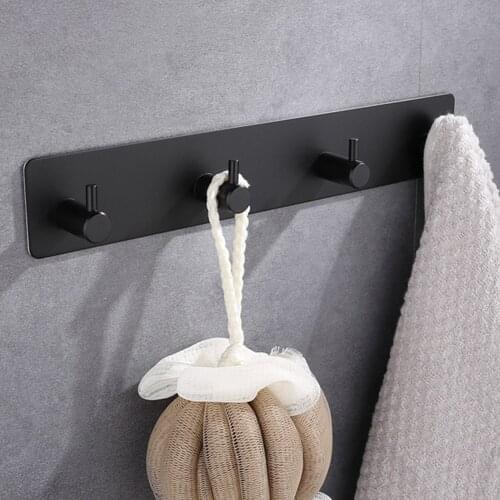 Stainless Steel 1Pc Door Back Strong Duty Utensil Self Adhesive Wall Hook Clothes Hanger Rustproof Hooks For Bathroom Kitchen