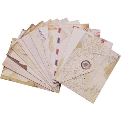 60-12 Pcs Cute Mini Retro Craft Paper Envelopes Vintage European Style Envelope For Card Scrapbooking Gift DIY Handmade