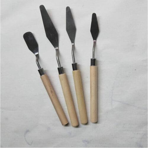 4Pcs/set Student For Artist Palette Knife Spatula Lightweight Supplies Anti Slip Stainless Steel Oil Painting Tools Professional