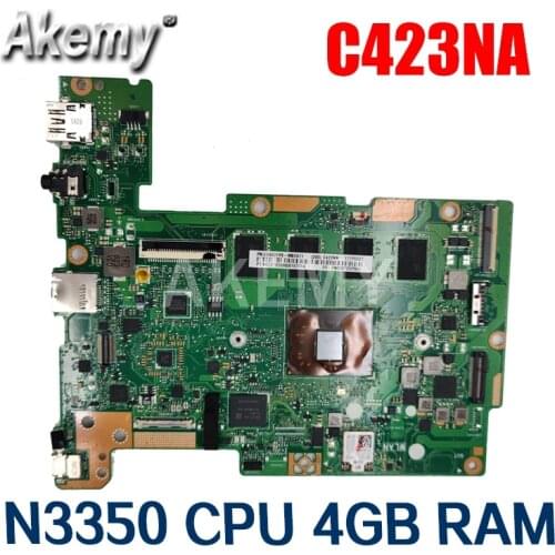 C423NA Motherboard N3350 CPU 4GB RAM 64GB SSD For Asus Chromebook C423NA C423N C423 C223NA Laptop motherboard C423NA Mainboard