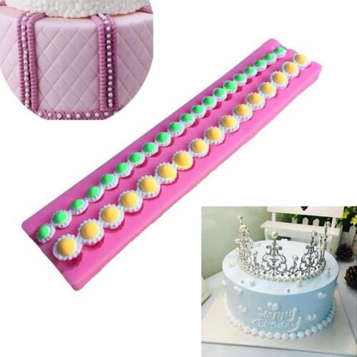Bead Chain Silicone Fondant Mould Pearl Zipper Cake Pearl Sugar Paste Bead Chocloate Clay Border Craft Mould Silicone Mold