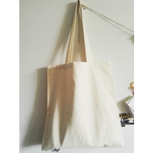 Eco friendly shoulder length handle student book bag, plain cotton gift bag, blank shopping bag for DIY painting