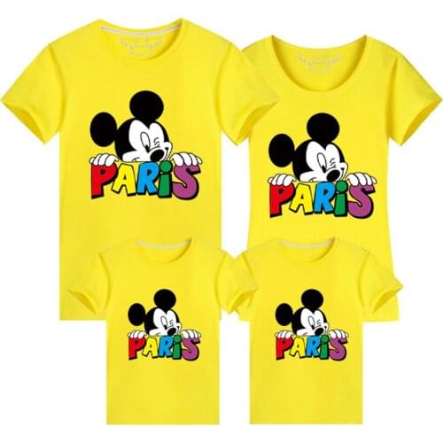 Disney Cartoon Graphic Mickey Mouse Print T-Shirts Cute Shirt Hipster Female Tshirt Holiday Tee Tops Family Matching Clothes