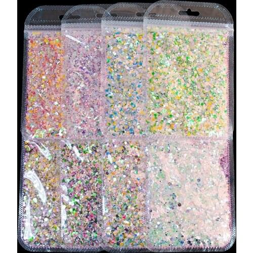 H37F-36F-H3 10g/pack DOUBLE Color Confetti Loose Glitter Nail Flakes for Acrylic Nails, Face, Body Two-color Chunky Sequin Mixes