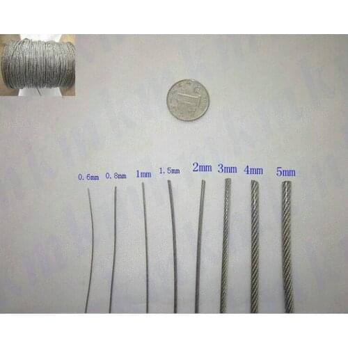 HQ 100M/Roll Overall Diameter 2.0MM PVC Plastic Coated Stainless Steel Wire Rope (1.5MM Wire Rope With 0.25MM Coating)