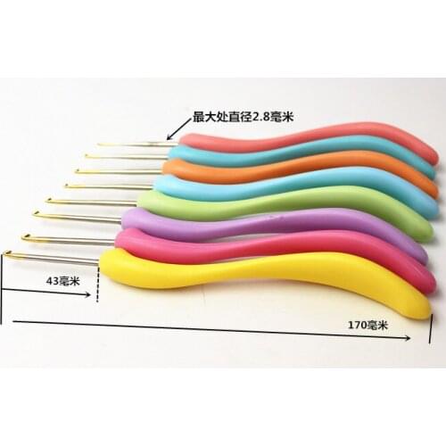 Knitting tools, knitting needles, crochet, colorful soft handle crochet, 8PCS gold-plated crochet yarn, fine crochet hook