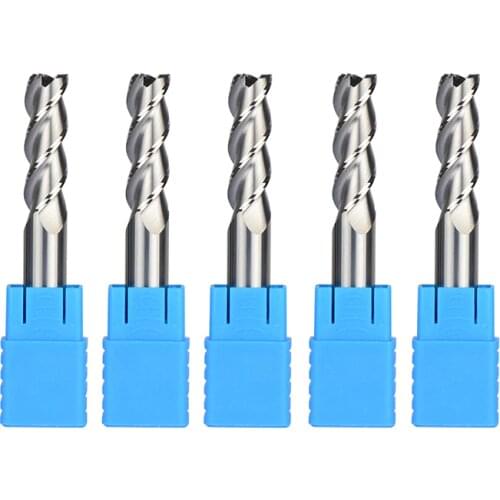 5pcs/lot Tungsten Steel End Mills 3-Flute Flattened Head Milling Cutters Carbide End mills HRC45 Suitable for Aluminum