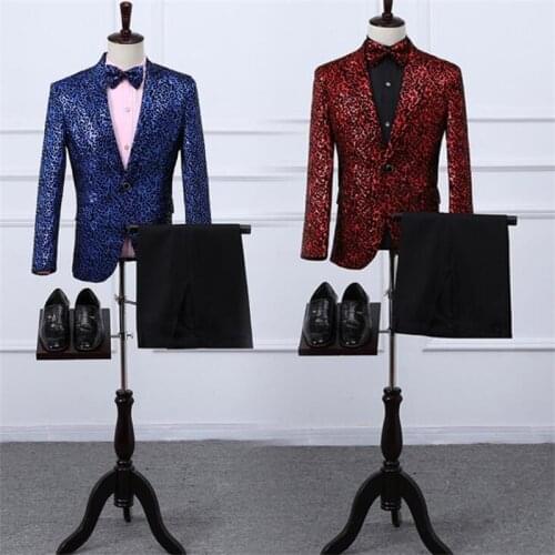 Mens leopard print suit sequins blazers slim fit stage costumes stage evening nightclub performance dresses groom wear