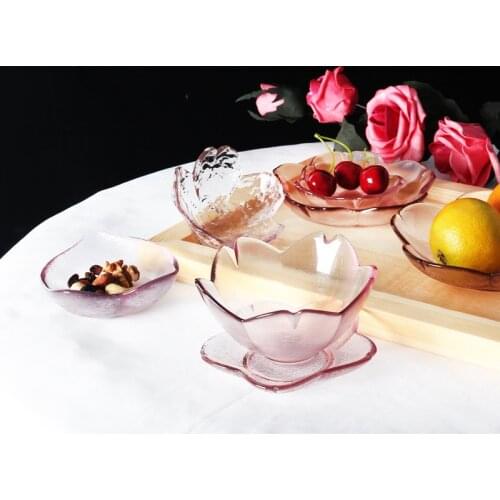 Creative Cherry Blossom Dish Fruit Dish, Snack Dish, Bowl, Cooking Sauce Dipping Dish Glass Tableware