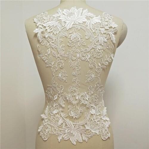 French Lace Wedding Dress Applique DIY Bridal Headdress Ivory Lace Collar Lace Fabric Patch
