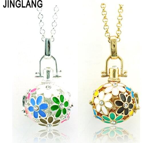 Fashion Angel Necklace Body Harmony Musical Chime Bells Copper Flower Cage Pendant Necklace For Women Jewelry