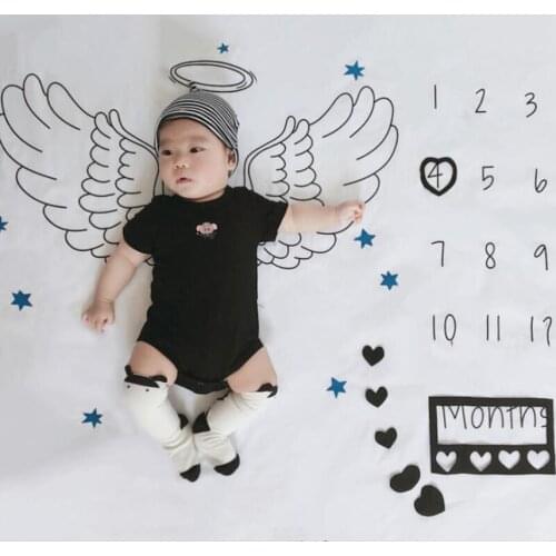 Cartoon Pattern Infant Baby Milestone Photo Props Background Blankets Backdrop Cloth Calendar Bebe Boy Girl Photo Accessories