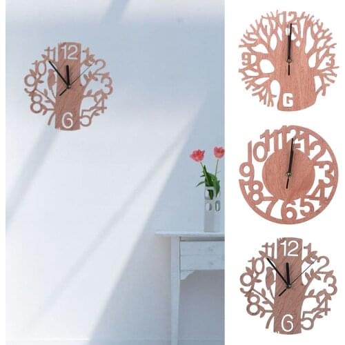 1Pc Modern 3D Wooden Tree Wall Clock DIY Watches Office Home Living Room Decor Gift