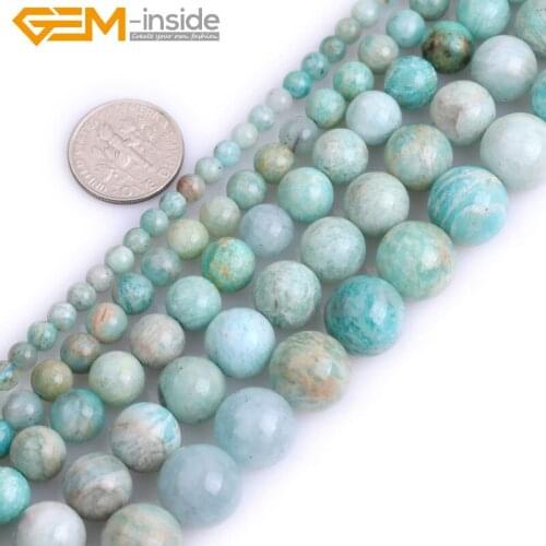 Natural Stone African Blue Amazonite Round Beads For Jewelry Making Strand 15 inch Semi-precious DIY Fashion Jewelry Loose Bead