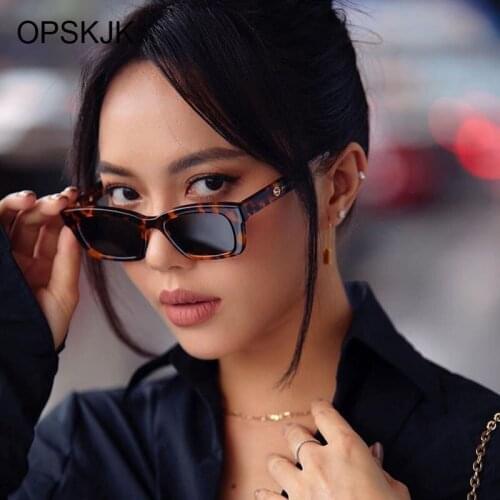 Fashion Sexy Leopard Square Sunglasses Women Brand Designer Retro Sun Glasses Female Rectangle Lens Vintage Small Oculos De Sol