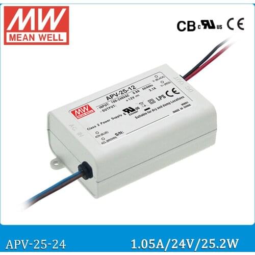 Original Mean Well Led drive APV-25-24 single output 25.2W 1.05A 24V Meanwell power supply APV-25 for LED light