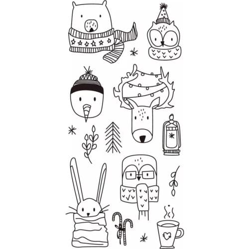 French Winter animals Transparent Clear Silicone Stamp Seal for DIY scrapbooking photo album Decorative clear stamps A600