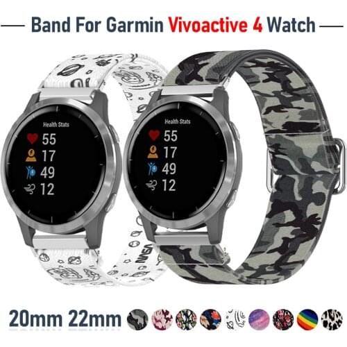 New Elastic Nylon Strap for Garmin Watch Vivoactive 4 Adjust Wrist Watchband for Garmin Watch Band Bracelet Accessories 20/22mm
