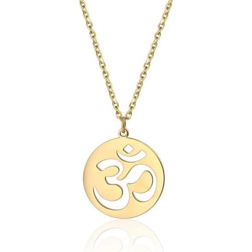 RIR Dainty Gold OM Necklace Minimalist Ohm Aum Charm Meditation Necklace Stainless Steel Yoga Pendant Jewellery For Women