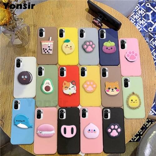 3D Silicone Cartoon Phone Holder Case For Xiaomi Remdi Note 10 Soft Cover For Redmi Note 10 Pro Stand Bags Cases